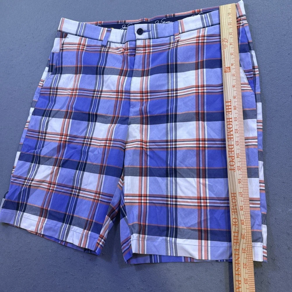 Jack Nicklaus Shorts Mens 38 Blue ORG Plaid Bermuda Lightweight Golf Hiking